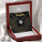 Conjunto de regalo de collar y aretes con nudo de amor en oro blanco "Para mi hermosa hija: endereza tu corona"