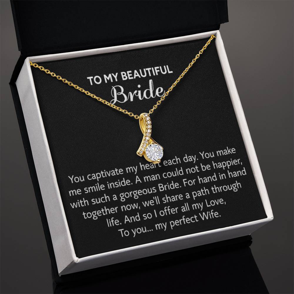 Para mi hermosa novia, collar de regalo para el día de la boda, regalo del novio, boda “mi esposa perfecta” para la novia, collar de regalo para el día del compromiso