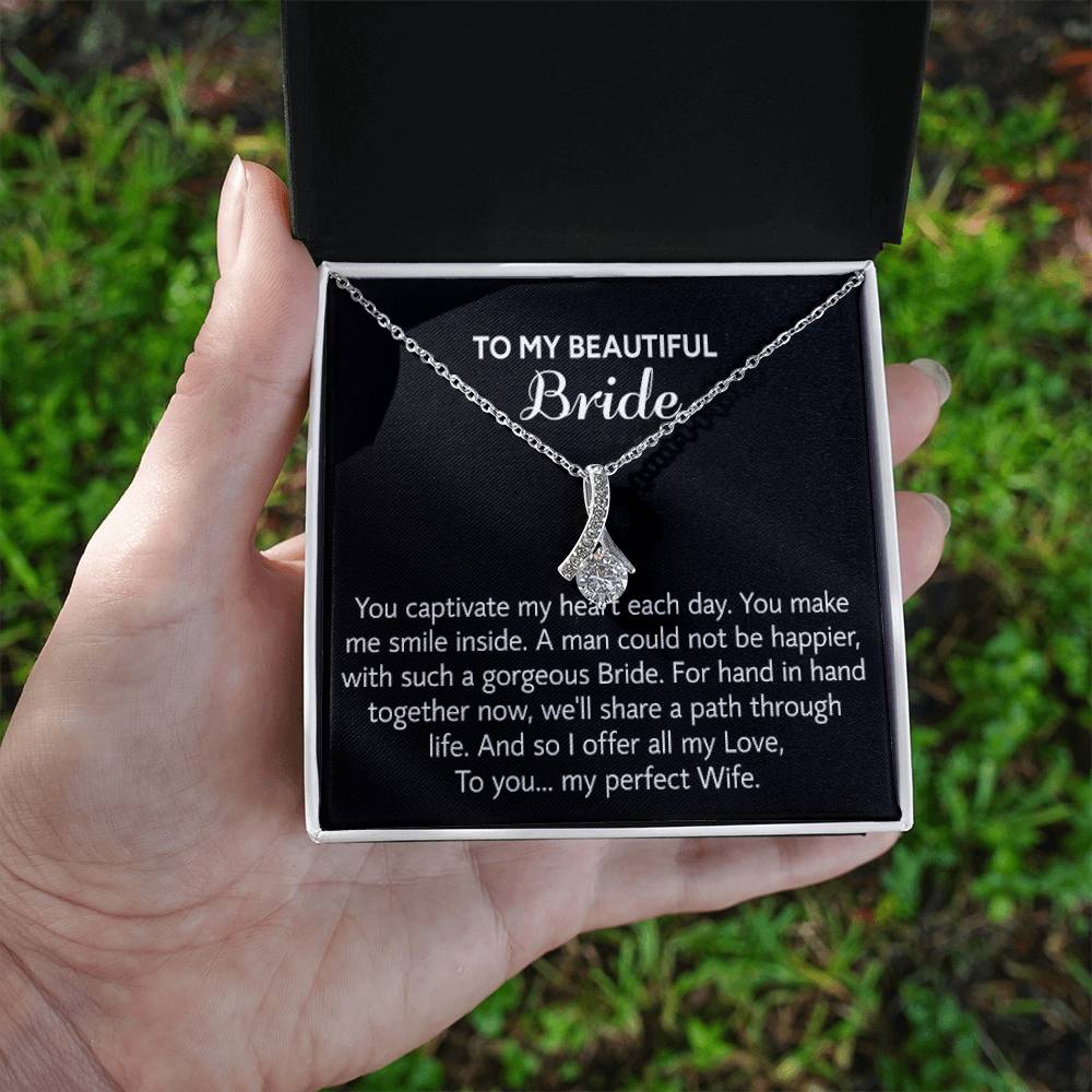 Para mi hermosa novia, collar de regalo para el día de la boda, regalo del novio, boda “mi esposa perfecta” para la novia, collar de regalo para el día del compromiso