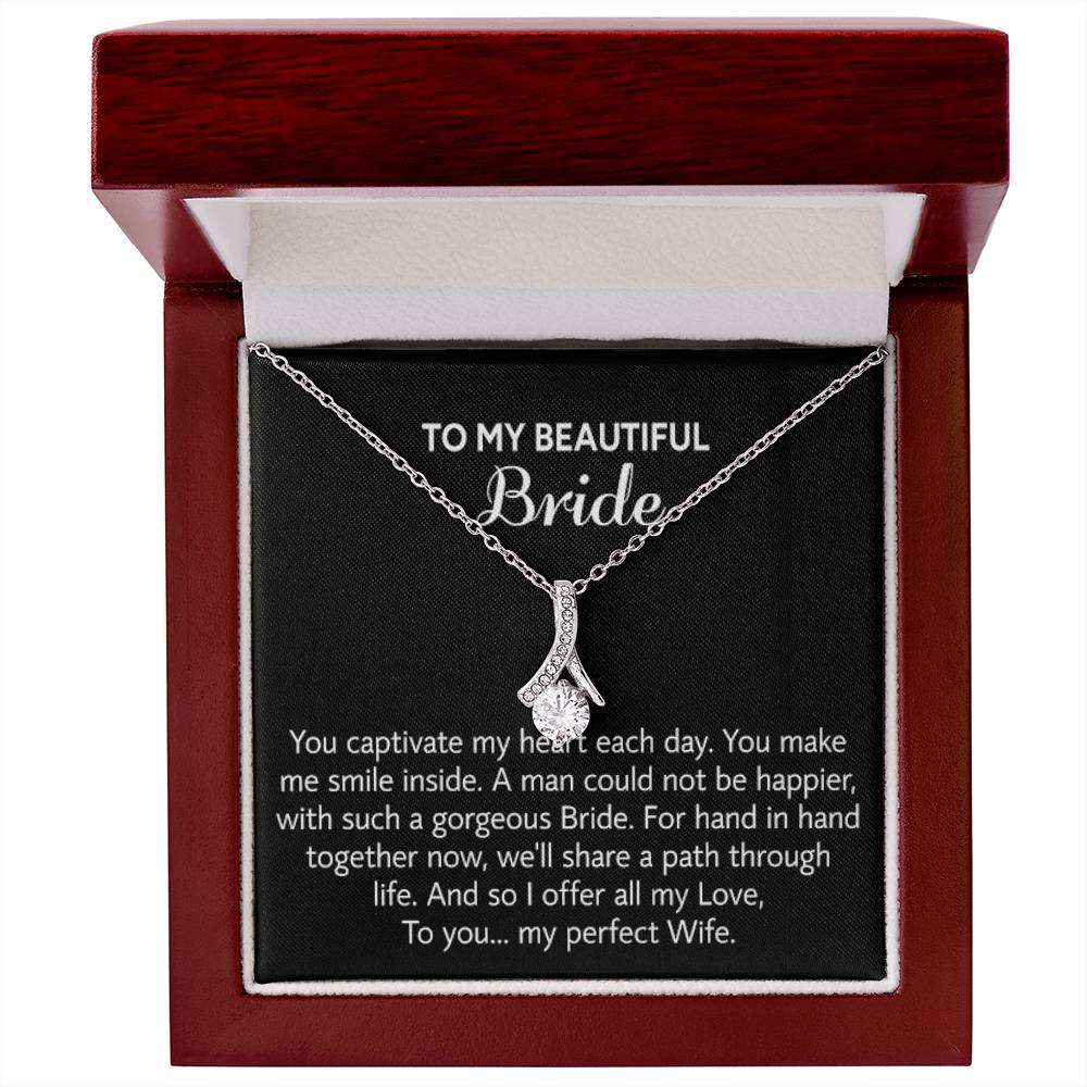 Para mi hermosa novia, collar de regalo para el día de la boda, regalo del novio, boda “mi esposa perfecta” para la novia, collar de regalo para el día del compromiso