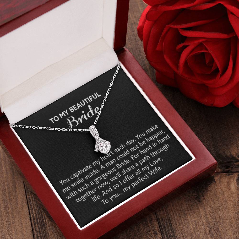 Para mi hermosa novia, collar de regalo para el día de la boda, regalo del novio, boda “mi esposa perfecta” para la novia, collar de regalo para el día del compromiso