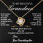 Gift For Grandma "The Bond Between a Grandma and Granddaughter" Gold Love Knot Necklace