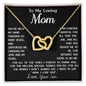 Collar de corazones entrelazados en oro rosa para mi madre, regalo "AlegrĂas y lĂĄgrimas, ama a tu hijo" con tarjeta con mensaje