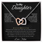 Para mi hija: hermoso set de regalo dorado con corazones entrelazados de mamá