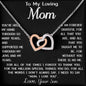 Collar de corazones entrelazados en oro rosa para mi madre, regalo "AlegrĂas y lĂĄgrimas, ama a tu hijo" con tarjeta con mensaje