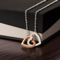Collar de corazones entrelazados en oro rosa para mi madre, regalo "AlegrĂas y lĂĄgrimas, ama a tu hijo" con tarjeta con mensaje