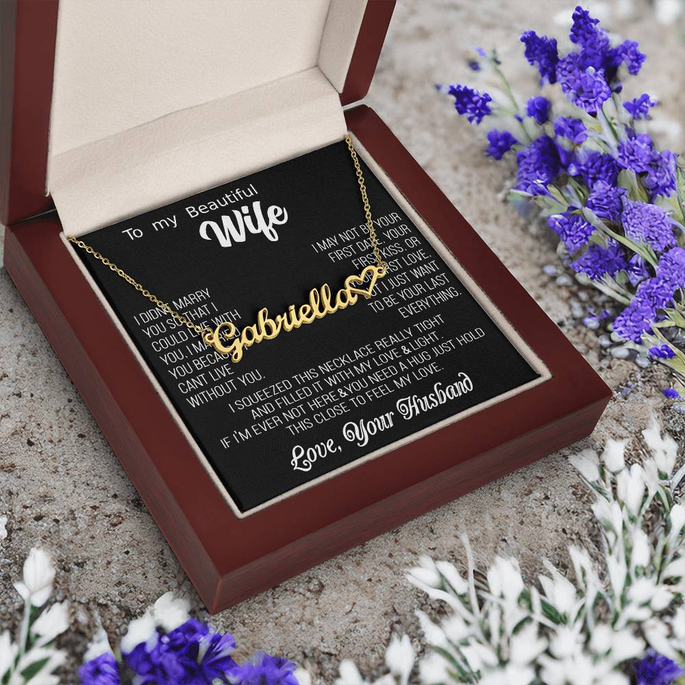 Hermoso regalo para esposa "No puedo vivir sin ti" Collar con nombre personalizado y corazón