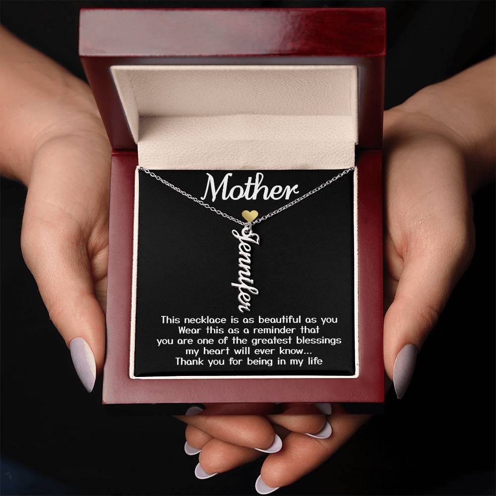 Collar de oro blanco para mi madre, regalo "gracias por estar en mi vida" con tarjeta de mensaje, collar con nombre de firma 004a