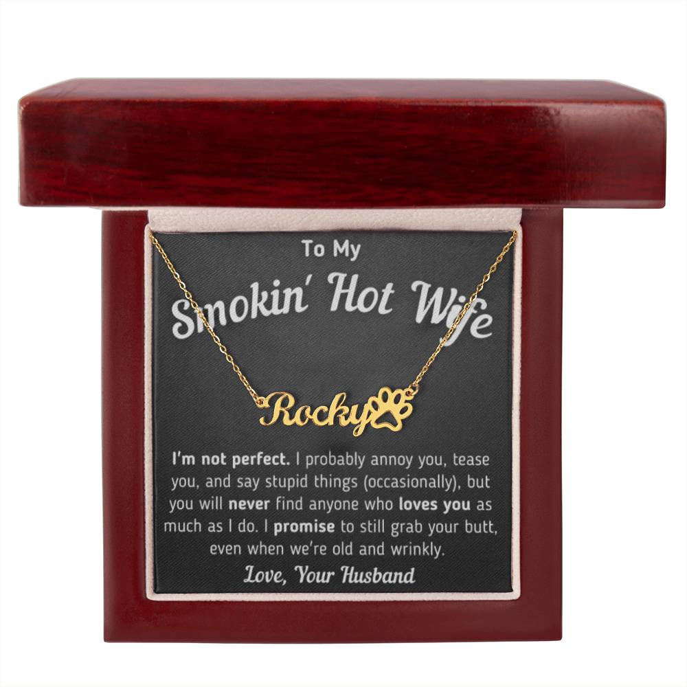 Regalo para esposa "No soy perfecta" Te amo por siempre nombre personalizado perro gato mascota pata amor collar