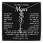 Para mi madre, collar de oro personalizado, regalo "Alegrías y lágrimas, ama a tu hijo" con tarjeta de mensaje, nombre de la firma, mes de nacimiento, flor