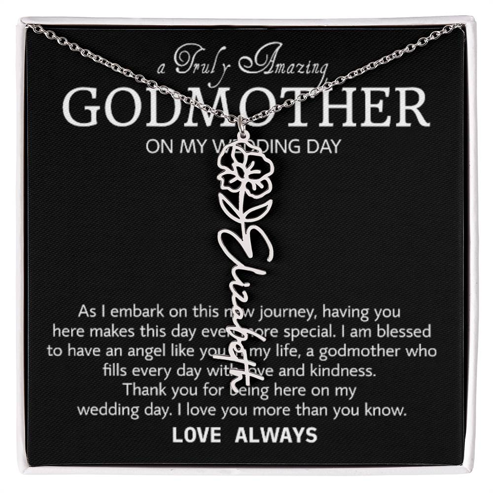 Godmother on My Wedding Day Necklace, Wedding Thank You Gift for Godmother, Godmother of The Bride, Gift from Bride To Godmother