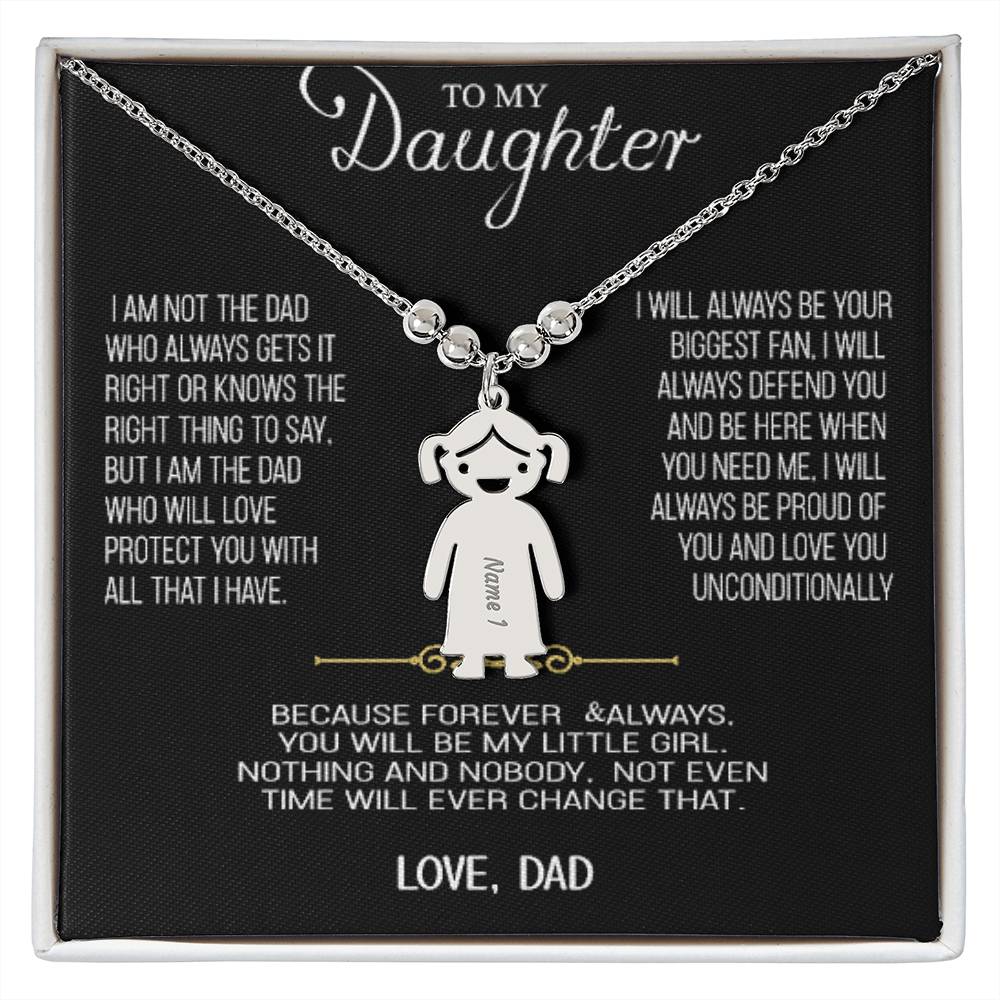 Gift for Daughter from Dad, Kids charm Gold or Silver necklace personalized engraved