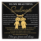 Presente para alma gêmea “Para minha linda alma gêmea” Colar gravado em ouro 18K para menino e menina