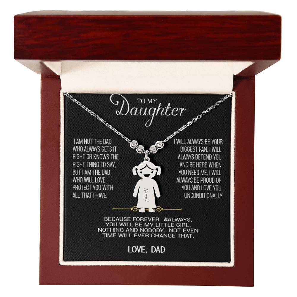 Gift for Daughter from Dad, Kids charm Gold or Silver necklace personalized engraved