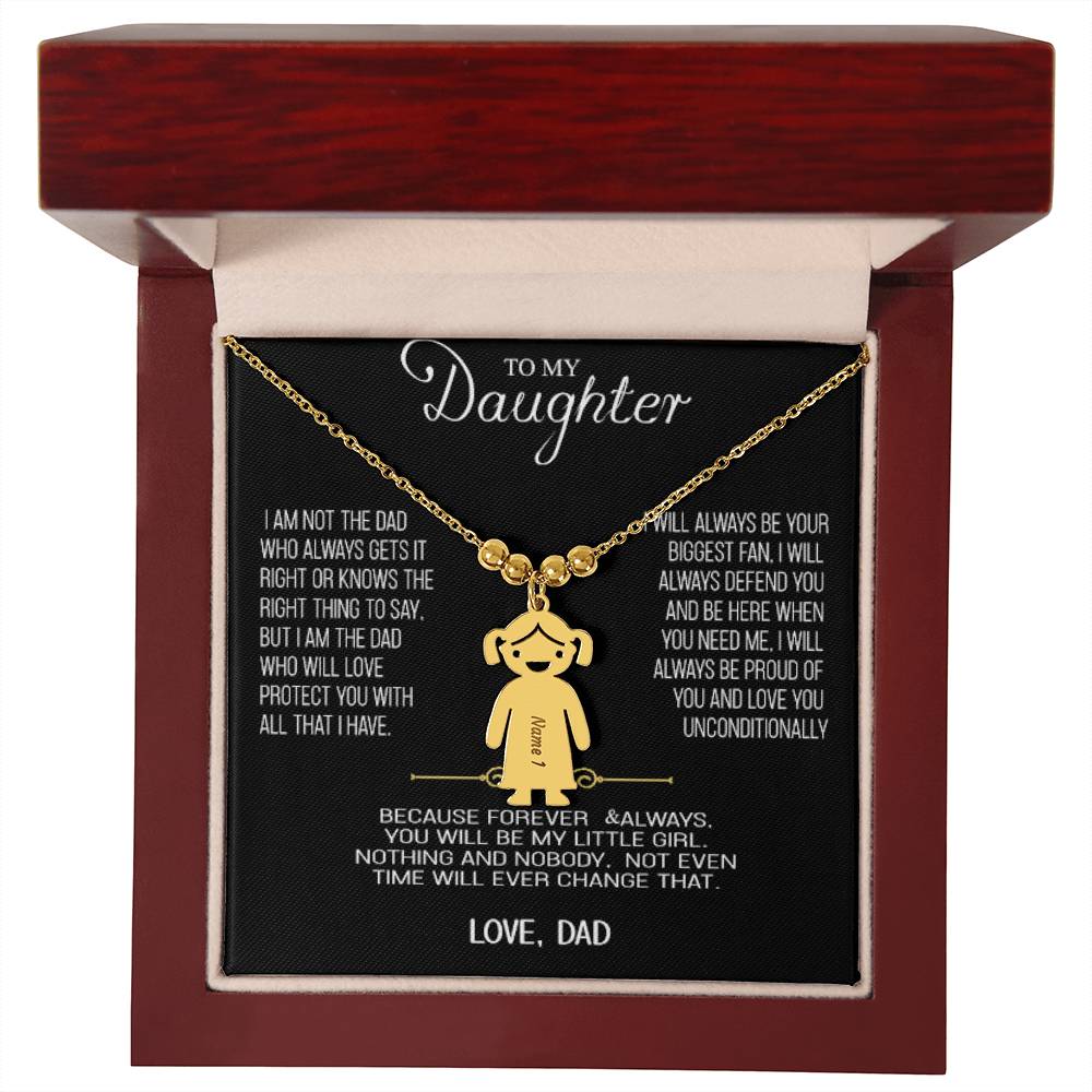 Gift for Daughter from Dad, Kids charm Gold or Silver necklace personalized engraved