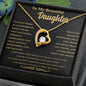 Collar de corazón de oro con el mensaje "A mi hermosa hija: endereza tu corona"