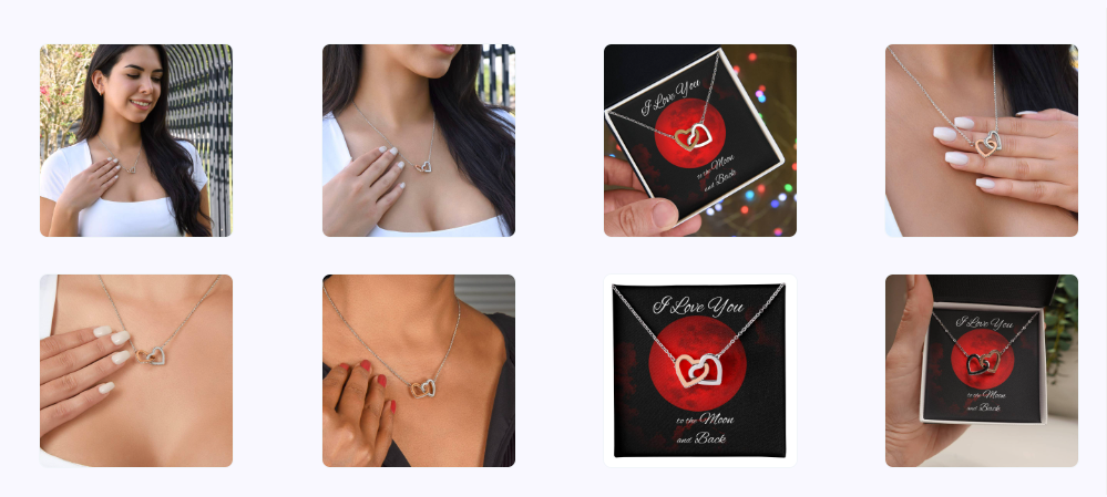 Collar Te Amo Hasta La Luna y Más Allá en Acero Inoxidable y Corazones de Oro Rosa Oro amarillo de 18k