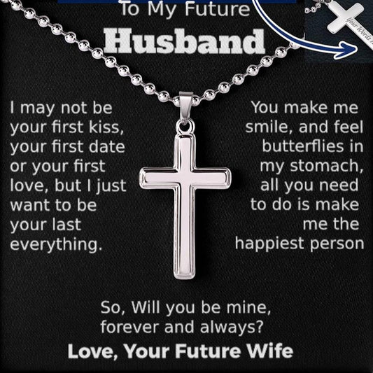 Para mi futuro esposo: collar con cruz de regalo, cadena de bolas y tarjeta con mensaje