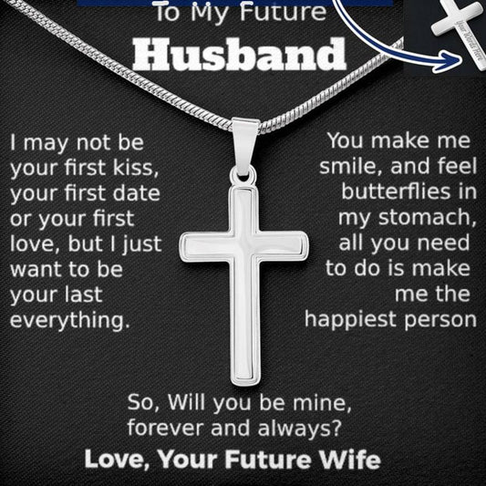 Para mi futuro esposo: collar con cruz de regalo, cadena de serpiente y tarjeta con mensaje 