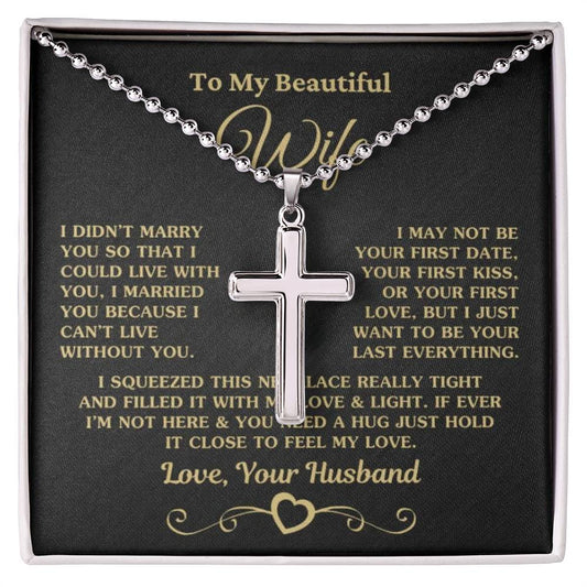 Regalo para esposa "No puedo vivir sin ti" Collar con cruz 001 