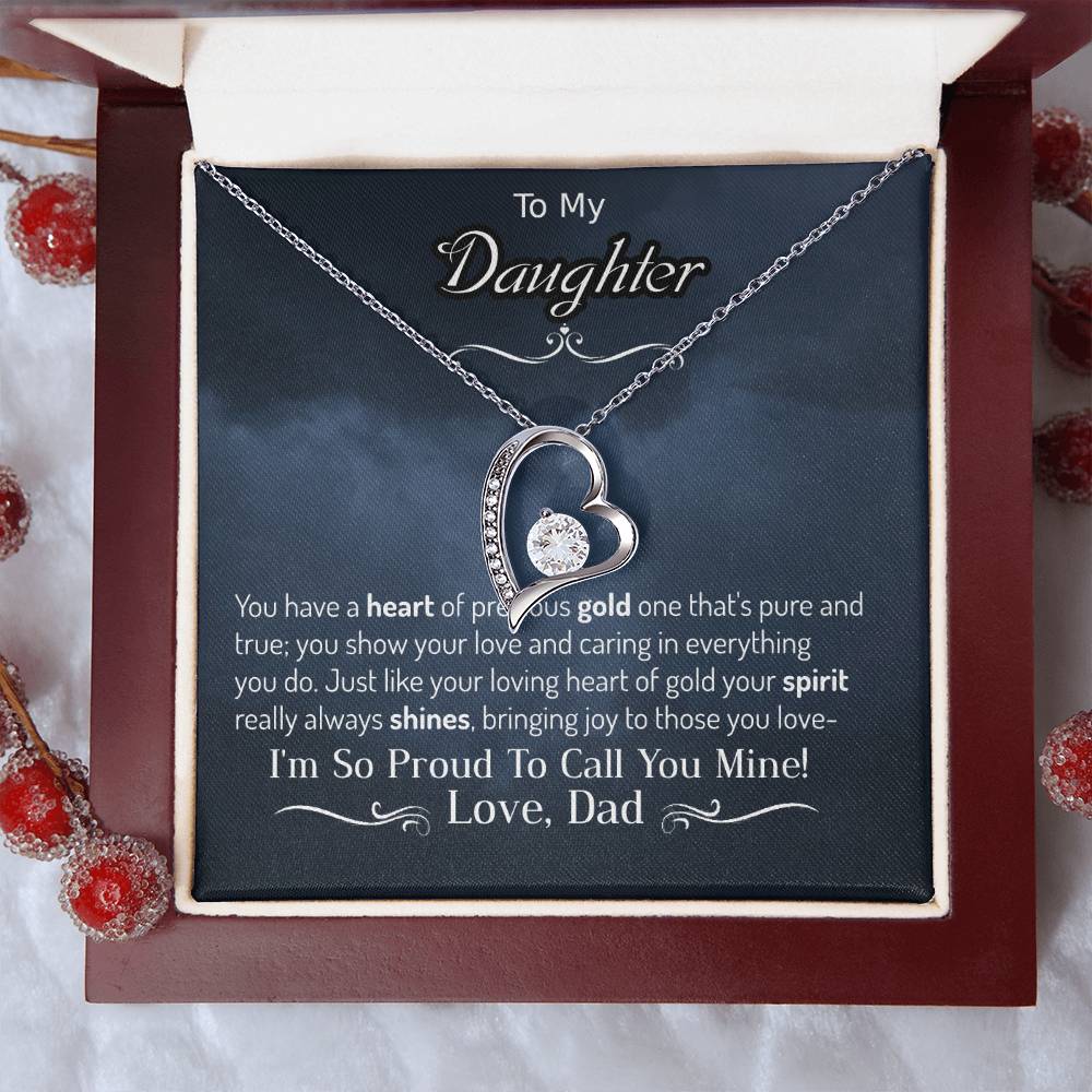 Para mi hija tu espíritu siempre brilla Precioso corazón de oro Collar Amor Papá
