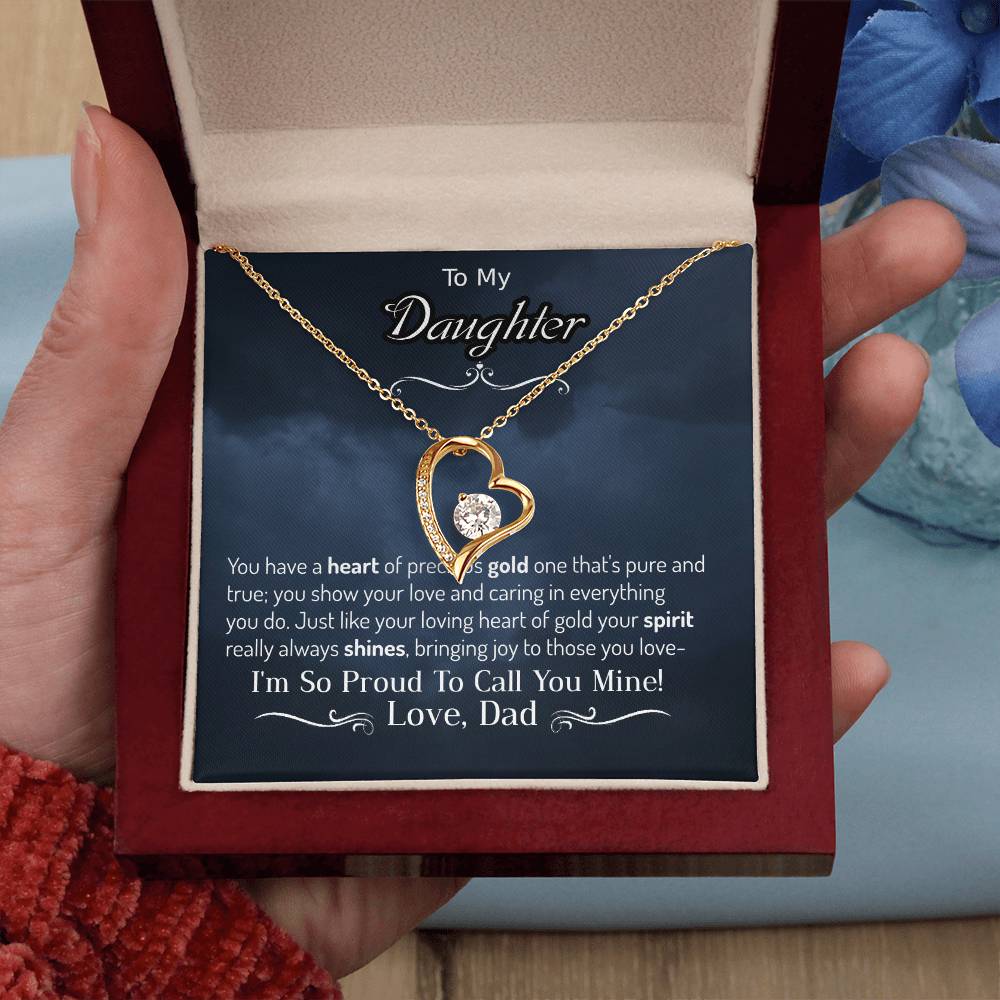 Para mi hija tu espíritu siempre brilla Precioso corazón de oro Collar Amor Papá