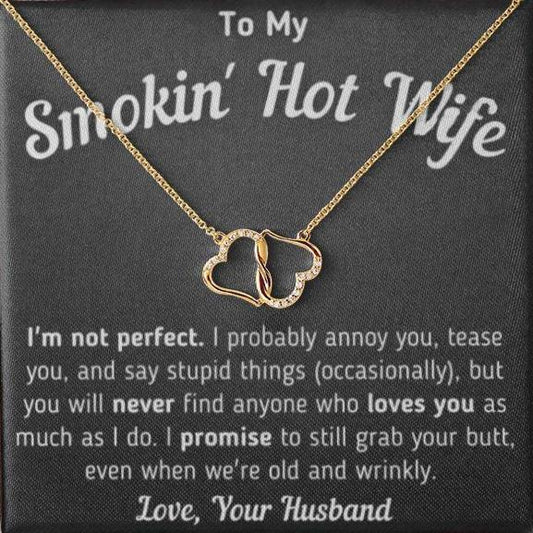 Regalo para Esposa "No Soy Perfecta" Te amo por siempre y Collar de Corazones Dorados