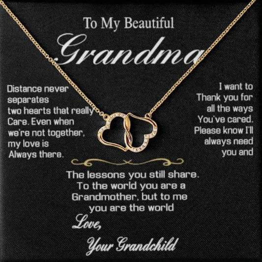 Para mi abuela Regalo de abuela de nieta/nieto: collar de corazones de oro macizo con el amor de su nieto 