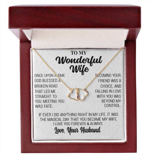 Regalo para Esposa "El Día Mágico" Collar de corazones enlazados en oro para mi Maravillosa Esposa