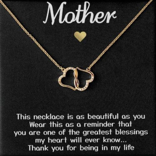 Para mi madre - De mi hijo "Seré por siempre tu hijo amado" - Tarjeta con mensaje Collar de corazones dorados 