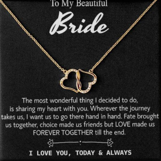 Para mi hermosa novia, collar de regalo para el día de la boda, regalo del novio, boda "hoy y siempre" para la novia, collar de regalo para el día del compromiso 