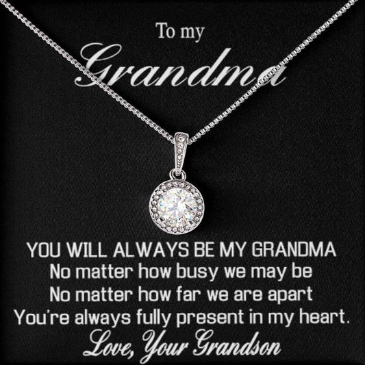 Para la abuela - de su nieto - "Siempre serás mi abuela" Collar de oro con la esperanza eterna como regalo