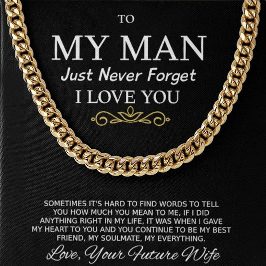 Juego de collares para mi futuro esposo “Mi todo” Cadena cubana de oro de 18 quilates 