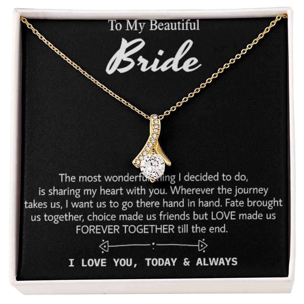 Para mi hermosa novia, collar de regalo para el día de la boda, regalo del novio, boda "hoy y siempre" para la novia, collar de regalo para el día del compromiso 