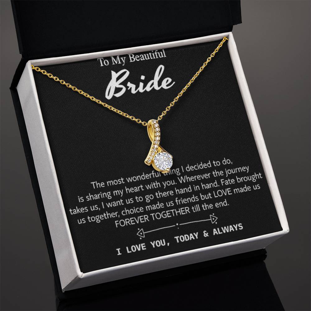 Para mi hermosa novia, collar de regalo para el día de la boda, regalo del novio, boda "hoy y siempre" para la novia, collar de regalo para el día del compromiso 