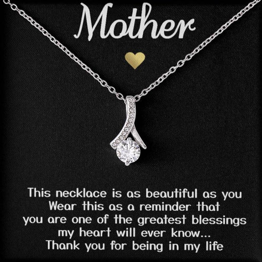 Collar de regalo para mi madre en oro blanco Alluring Beauty "gracias por estar en mi vida" con tarjeta con mensaje 