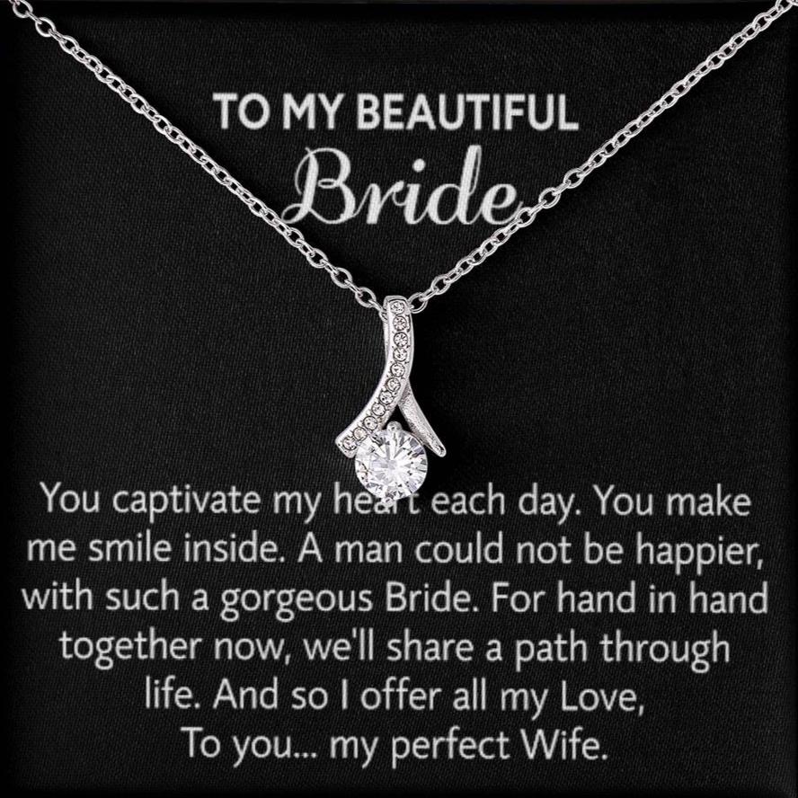 Para mi hermosa novia, collar de regalo para el día de la boda, regalo del novio, boda “mi esposa perfecta” para la novia, collar de regalo para el día del compromiso 