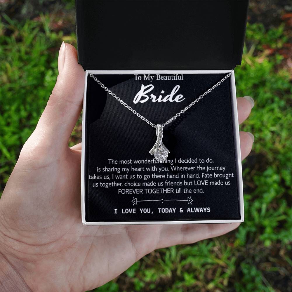 Para mi hermosa novia, collar de regalo para el día de la boda, regalo del novio, boda "hoy y siempre" para la novia, collar de regalo para el día del compromiso 