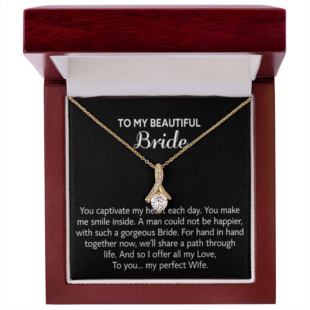 Para mi hermosa novia, collar de regalo para el día de la boda, regalo del novio, boda “mi esposa perfecta” para la novia, collar de regalo para el día del compromiso 