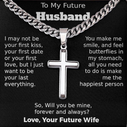 Para mi futuro esposo: collar con cruz y tarjeta con mensaje como regalo de joyería