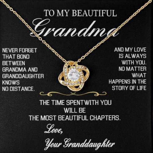 Regalo para la abuela "El vínculo entre una abuela y una nieta" Collar de nudo de amor dorado 