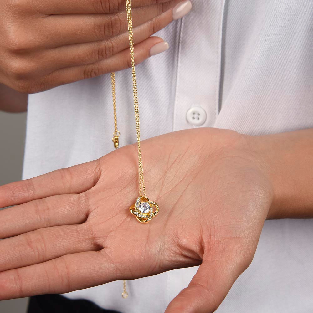 Gift for Wife 18k gold "I'm Not Perfect" I love you forever and always  love knot Necklace 002