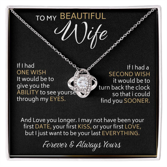 Para mi bella esposa, collar de dos deseos, regalo de nudo de amor