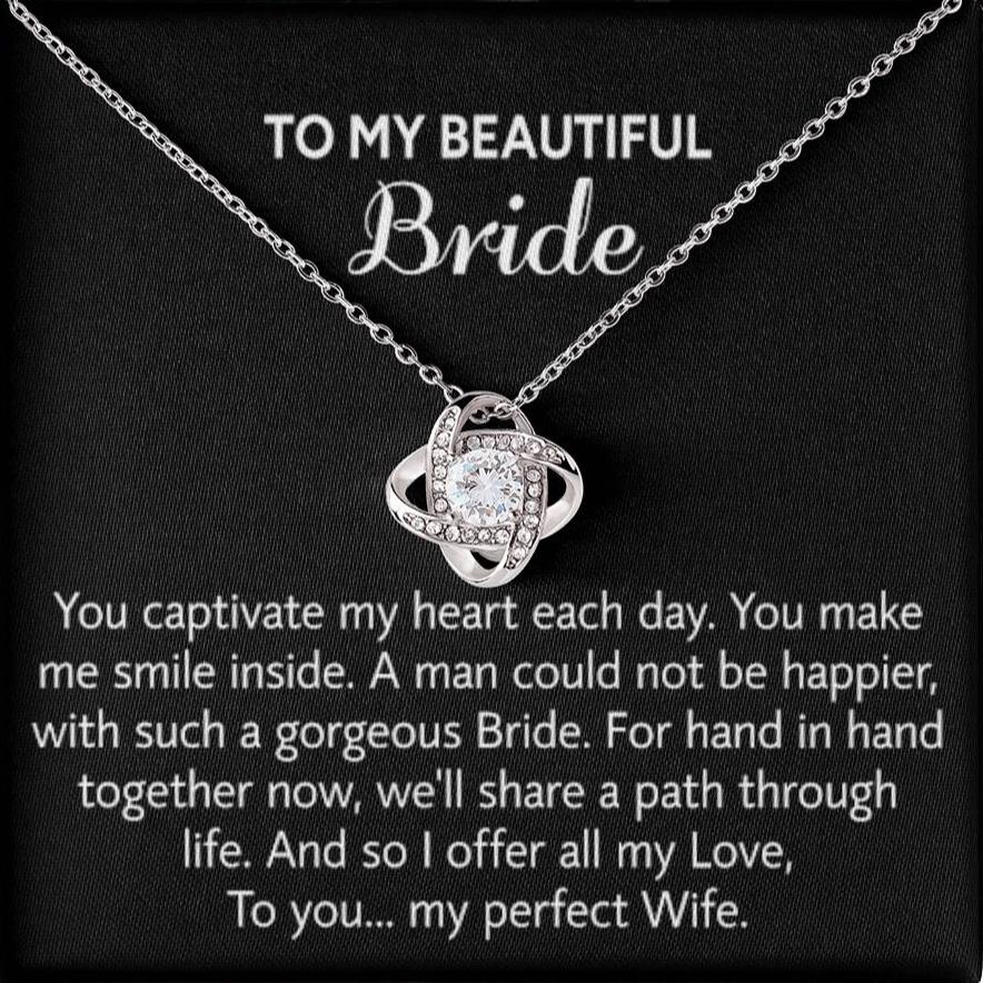 Para mi hermosa novia, collar de regalo para el día de la boda, regalo del novio, boda “mi esposa perfecta” para la novia, collar de regalo para el día del compromiso 