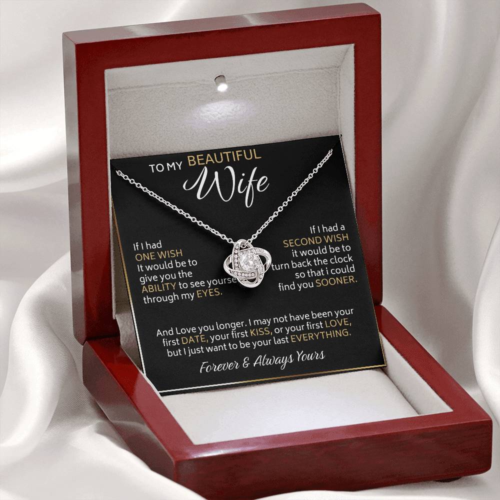 Para mi bella esposa, collar de dos deseos, regalo de nudo de amor