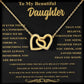 Collar de corazones entrelazados en oro "A mi bella hija: endereza tu corona"