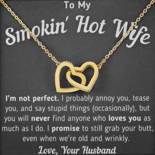 Regalo para Esposa "No Soy Perfecta" Te amo por siempre y para siempre Collar de Corazón entrelazado en Oro 18k 002 