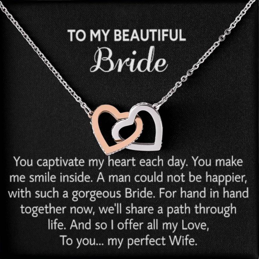 Para mi hermosa novia, collar de regalo para el día de la boda, regalo del novio, boda “mi esposa perfecta” para la novia, collar de regalo para el día del compromiso 