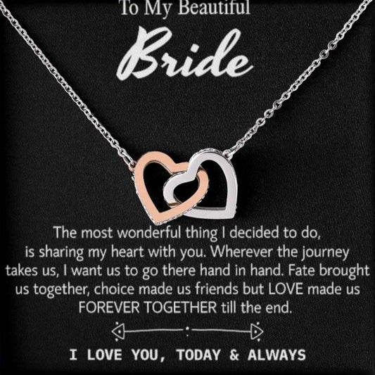 Para mi hermosa novia, collar de regalo para el día de la boda, regalo del novio, boda "hoy y siempre" para la novia, collar de regalo para el día del compromiso 