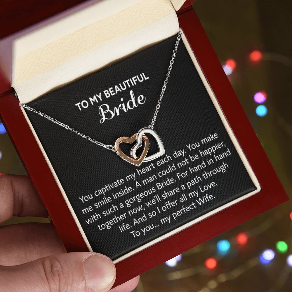 Para mi hermosa novia, collar de regalo para el día de la boda, regalo del novio, boda “mi esposa perfecta” para la novia, collar de regalo para el día del compromiso 